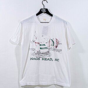 Sailboat T-Shirt Nags Head North Carolina Large VTG 90s Preppy Beach Streetwear